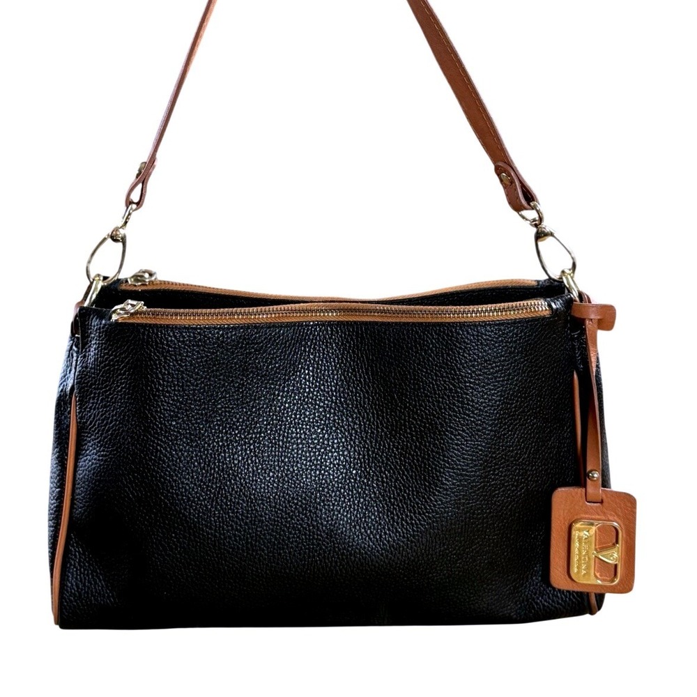 Valentina‎ Shoulder Bag Womens Medium Black Excellent Pebbled Leather Italian